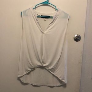 A medium blue rain v-neck blouse